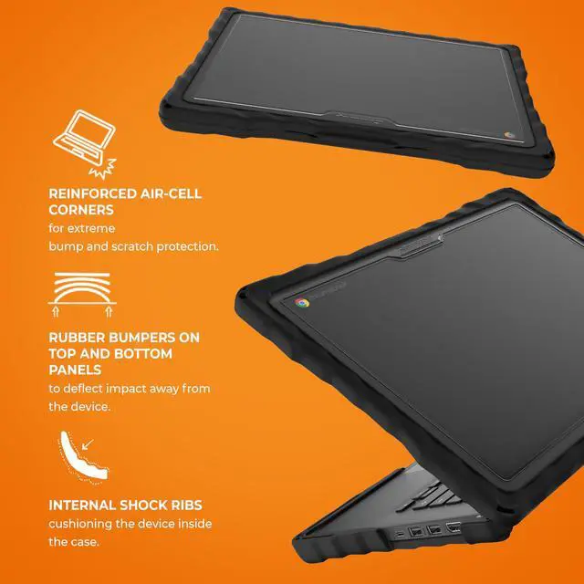 Alt view image 3 of 5 - Gumdrop DropTech Hard Shell Laptop Cover Fits ONLY HP Fortis G11 & G1i |14 inch| Chromebook (Clamshell) Rugged Drop Tested Shockproof Reliable Computer Case Office Travel School Basics - Black