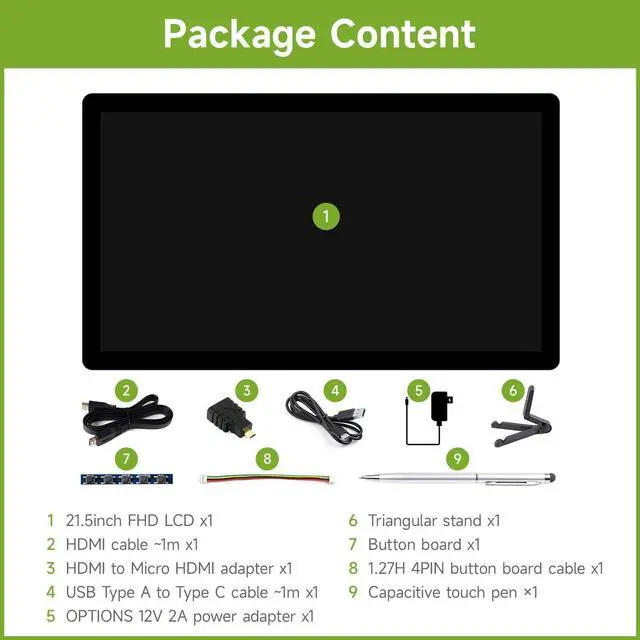 Alt view image 2 of 5 - Waveshare 21.5inch Capacitive Touch Display, Compatible with Raspberry Pi 5/4B/3B/Zero/Zero w, Support Jetson Nano/Windows 11/10 / 8.1/8 / 7, 1080x1920 Full HD