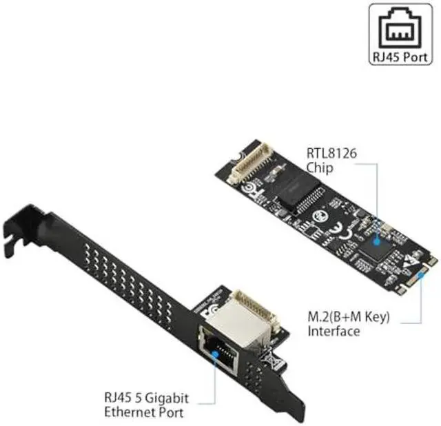 Alt view image 3 of 5 - IO CREST M.2 M-Key PCI-e 3.0 Interface Single Port 5.0 Gigabit Ethernet Modules