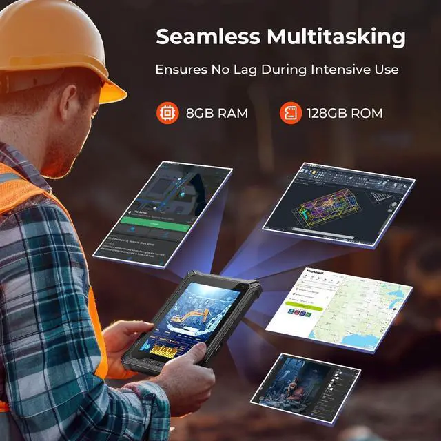 Alt view image 4 of 5 - MUNBYN 2025 Rugged Windows Tablet IRT06, 8" Windows 11 Pro Upgradeable, 8GB+128GB Tough Tablet, 700nit Sunlight Readable, Intel N5100 Rugged PC for Construction, Industrial, 2Y Protection