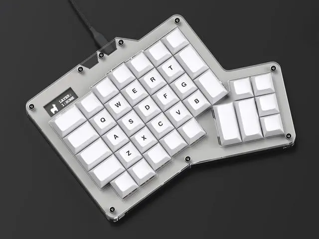Alt view image 2 of 5 - Apos ErgoDox 76 "Hot DOX V2 Split Ergonomic Mechanical Keyboard -- Ortholinear, Indicator Screen, QMK/VIA Firmware, RGB, USB-C, PBT Keycaps, Hotswap (Light - Kailh Rose Red Switches)