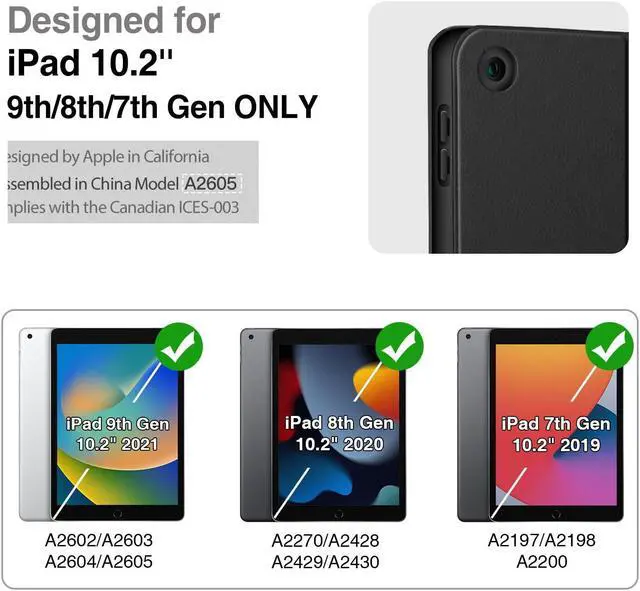 Alt view image 2 of 5 - Antbox Case for iPad 9th Generation/iPad 8th Generation with Pencil Holder Vegan Leather Smart Cover for iPad 10.2'' 9th/8th/7th Gen (NavyBlue)