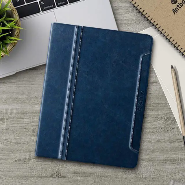 Alt view image 3 of 5 - Antbox Case for iPad 9th Generation/iPad 8th Generation with Pencil Holder Vegan Leather Smart Cover for iPad 10.2'' 9th/8th/7th Gen (NavyBlue)