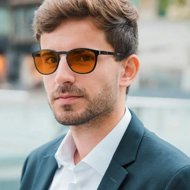 Alt view image 2 of 5 - ANYLUV Blue-Light-Blocking Glasses Blue-Light-Glasses Men: Blue Light Glasses for Men Carbon Fiber Temples Lightweight Gaming