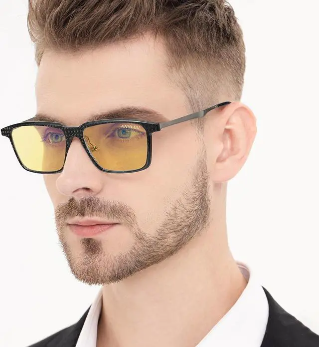 Alt view image 2 of 5 - ANYLUV Blue-Light Glasses-for-men Blue-Light-Blocking Glasses: Lightweight Blue Light Glasses Carbon Fiber Anti Fatigue Gift