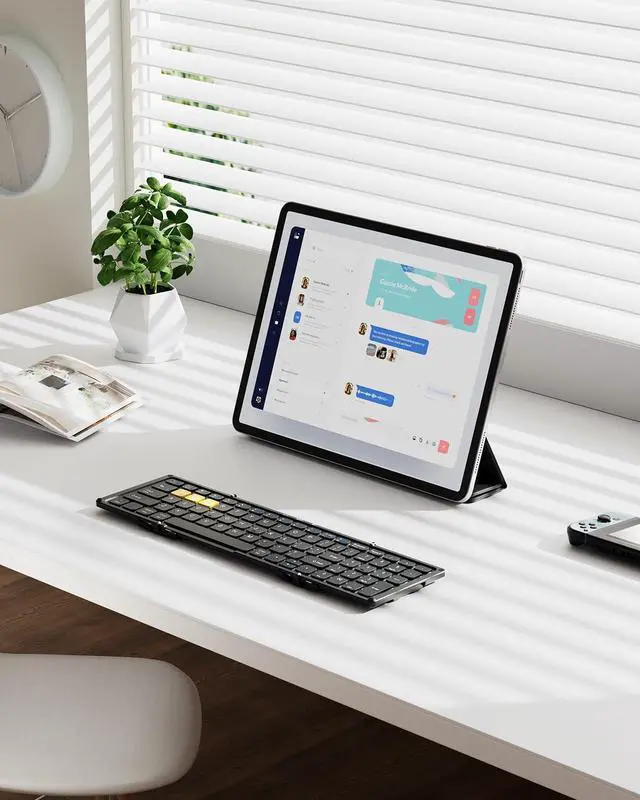 Alt view image 5 of 5 - Artciety Foldable Bluetooth Keyboard, Folding Portable Wireless Keyboard with Numeric Keypad, Pocket Travel Keyyboard for MacOS Android Windows iOS, Sync Up to 3 Devices (BT5.1 x 3)