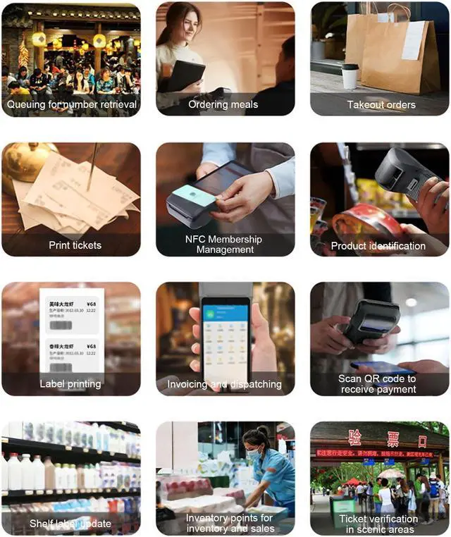 Alt view image 4 of 5 - POS Receipt Printer, Handheld Thermal Printer with NFC, Portable Mobile 58mm Printer for Restaurants Retail Stores, Compatible with Android &