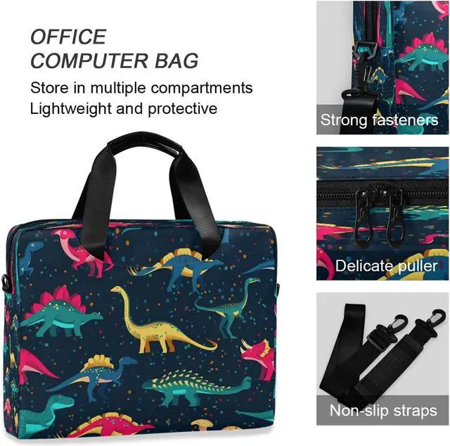 Alt view image 4 of 5 - ALAZA Cute Dinosaurs Laptop Messenger Bag Case Sleeve Briefcase for Men Women, Multicolor