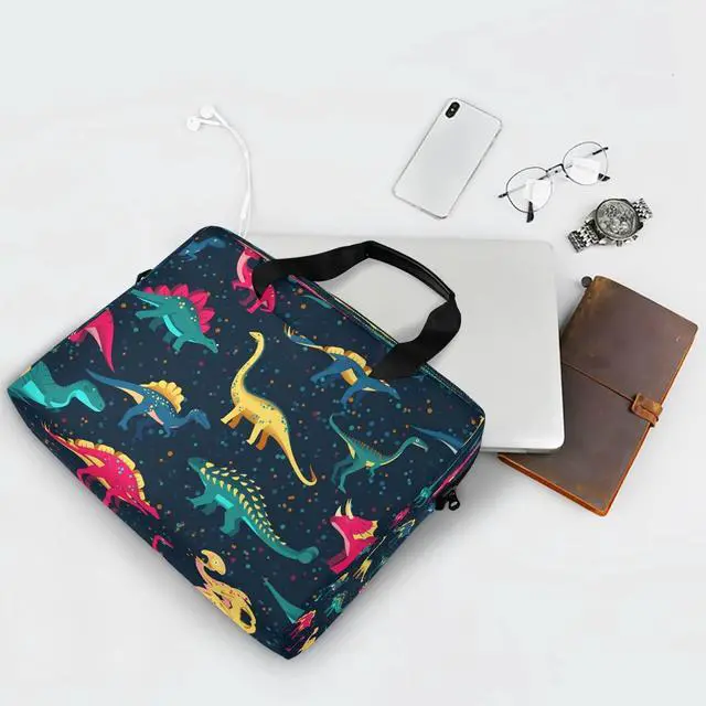 Alt view image 5 of 5 - ALAZA Cute Dinosaurs Laptop Messenger Bag Case Sleeve Briefcase for Men Women, Multicolor