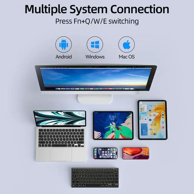 Alt view image 3 of 5 - B.FRIENDIT Wireless Compact Keyboard, Comfortable Quiet Chocolate Keys, Durable Ultra-Slim Wireless Computer Keyboard(QWERTY) for Android,Mac,PC, Windows 11/10/8/7/XP/Vista - Black