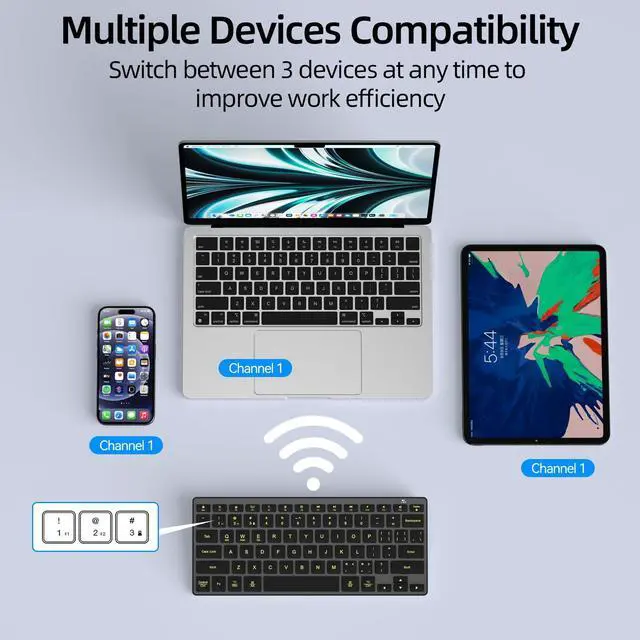 Alt view image 4 of 5 - B.FRIENDIT Wireless Compact Keyboard, Comfortable Quiet Chocolate Keys, Durable Ultra-Slim Wireless Computer Keyboard(QWERTY) for Android,Mac,PC, Windows 11/10/8/7/XP/Vista - Black