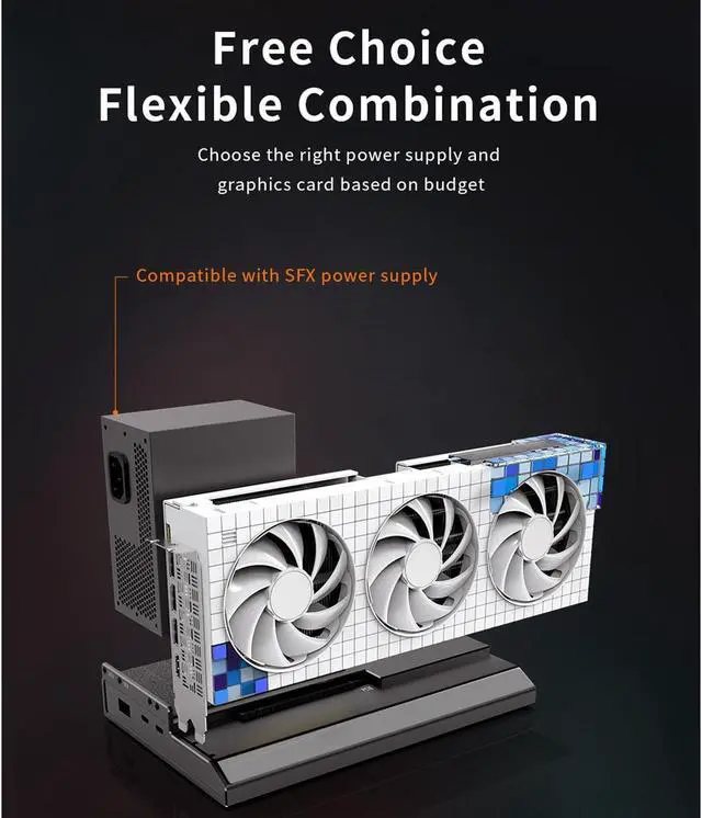 Alt view image 2 of 5 - Bewinner GPU Enclosure for Thunderbolt 3 Laptops, Laptop External GPU Dock External Graphics Card with USB4.0&40Gbps, PCIe, 1000Mbps RJ45, Daisy Chain Support
