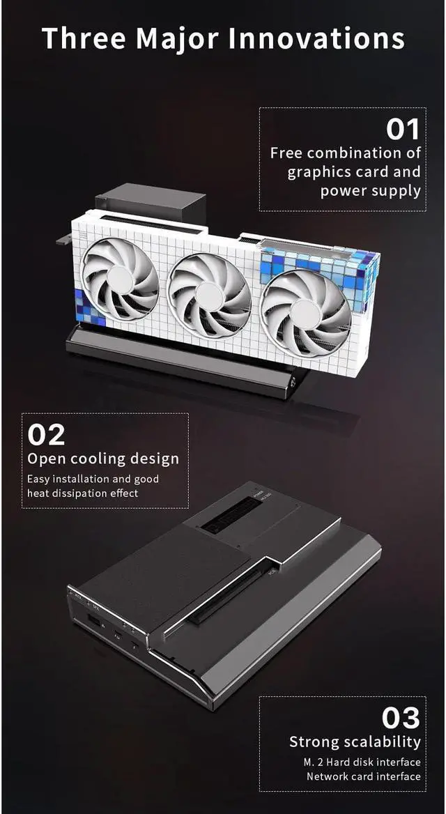Alt view image 3 of 5 - Bewinner GPU Enclosure for Thunderbolt 3 Laptops, Laptop External GPU Dock External Graphics Card with USB4.0&40Gbps, PCIe, 1000Mbps RJ45, Daisy Chain Support
