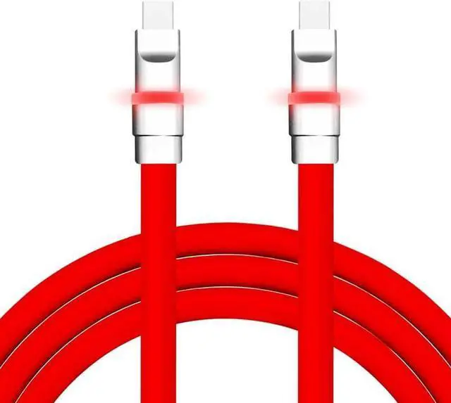 Main image of chubbycable Neon Chubby - Fast Charge Cable with Smart Light RGB Color Gradual Light Up LED USB Charging Cable, Red, Type-C to Type-C, 13.1 FT