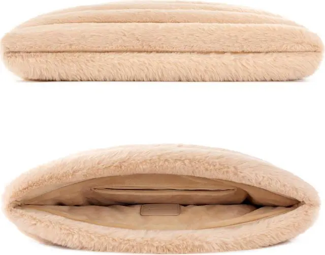 Alt view image 2 of 5 - Comfyable Puffy Laptop Sleeve 13 14 15 Inch, Compatible with MacBook Air M4 2025 & MacBook Pro 2024, Soft Faux Fur Fluffy Plush Furry Pillow Case for Computer, Camel