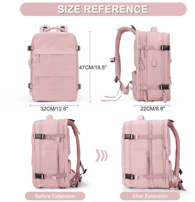 Alt view image 2 of 5 - Casual Backpack Traveling Backpack, A-pink, Expandable, Travel Backpacks