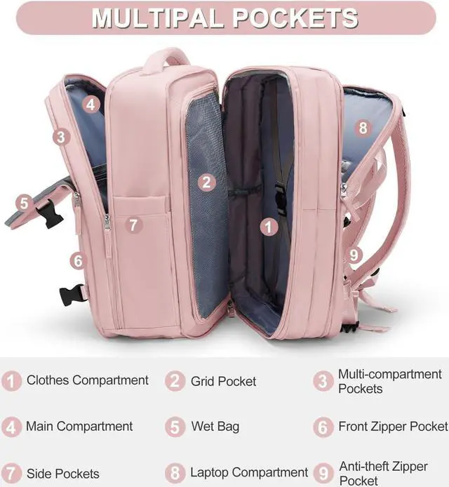 Alt view image 3 of 5 - Casual Backpack Traveling Backpack, A-pink, Expandable, Travel Backpacks