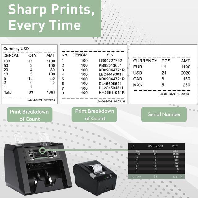 Alt view image 3 of 5 - Countlyte Thermal POS Printer C-TP-58PLUS, 58mm Receipt Printer, RS-232 Serial Interface for ESC/POS,Support Connect Money Counter Machine