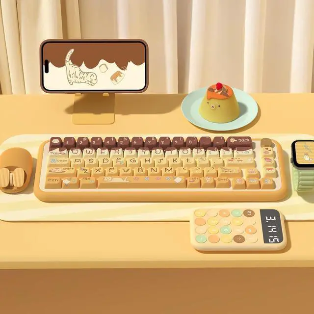 Alt view image 3 of 5 - daixiahu Pudding cat Theme keycaps 158 Key PBT keycaps MDA Custom keycap Set is Suitable for 61/87/104/108 Cherry MX Switch and Other Mechanical Keyboards