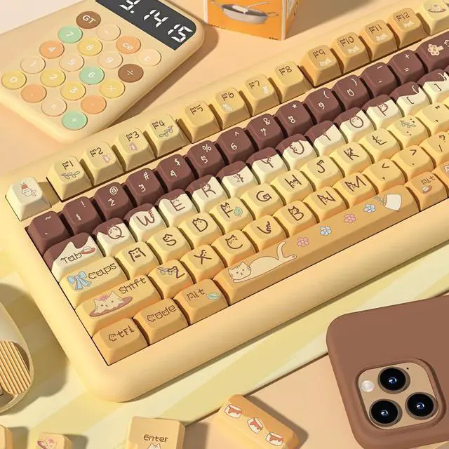 Alt view image 2 of 5 - daixiahu Pudding cat Theme keycaps 158 Key PBT keycaps MDA Custom keycap Set is Suitable for 61/87/104/108 Cherry MX Switch and Other Mechanical Keyboards