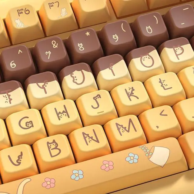 Alt view image 4 of 5 - daixiahu Pudding cat Theme keycaps 158 Key PBT keycaps MDA Custom keycap Set is Suitable for 61/87/104/108 Cherry MX Switch and Other Mechanical Keyboards