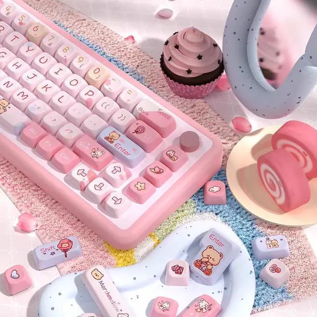 Alt view image 2 of 5 - Marshmallow Theme keycaps 158 Key PBT keycaps SCA Custom keycap Set is Suitable for 61/87/104/108 Cherry MX Switch and Other Mechanical Keyboards