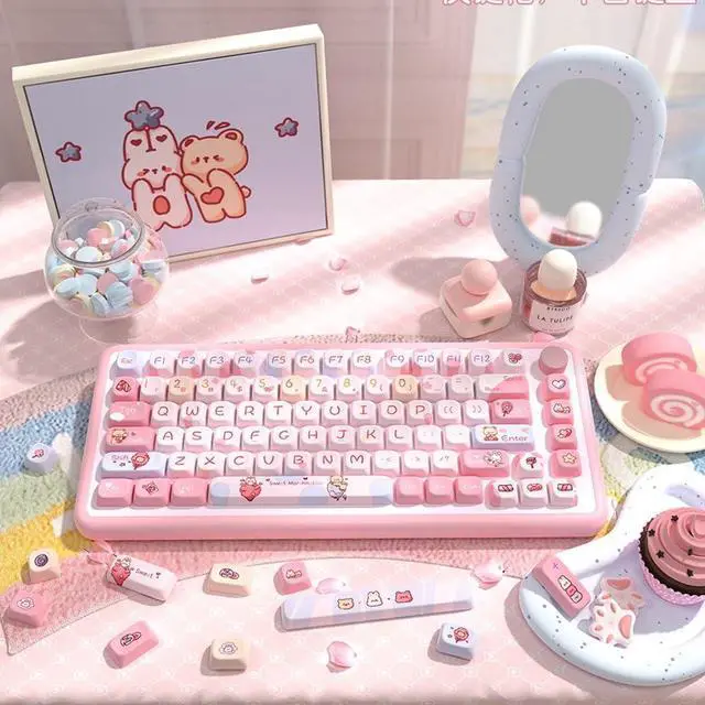 Alt view image 3 of 5 - Marshmallow Theme keycaps 158 Key PBT keycaps SCA Custom keycap Set is Suitable for 61/87/104/108 Cherry MX Switch and Other Mechanical Keyboards