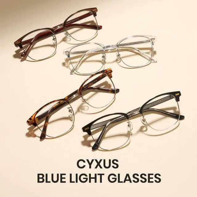 Alt view image 4 of 5 - Cyxus Blue Light Blocking Glasses for Women Men Computer Glasses Relieve Eye Fatigue for Computer Screens 8195 (Gold)