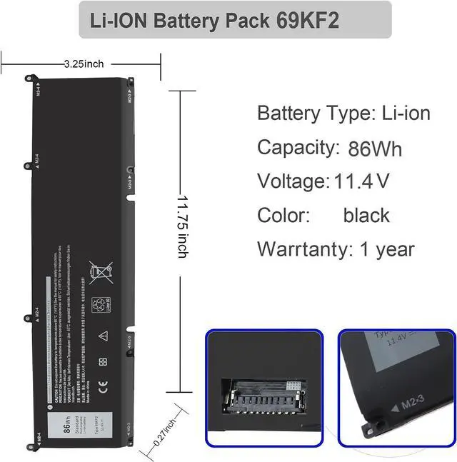 Alt view image 2 of 5 - Gomarty 69KF2 Laptop Battery Compatible with Dell Alienware M15 R3 R4 20 M17 R3 R4,G7 15 7500 G15 5510 5511 5515 5520