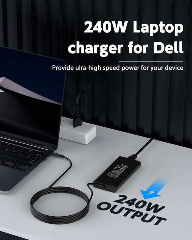 Alt view image 2 of 5 - 240W 180W Laptop Charger for Dell G3 G5 G7 G15 G16 Series Gaming Laptop, Alienware M15 M17 X15 X16 X17 R3 R4 R5 R67 R7,Inspiron 5510 5520 5521 5525 5535 5500 5511 AC Adapter Power Supply Cord
