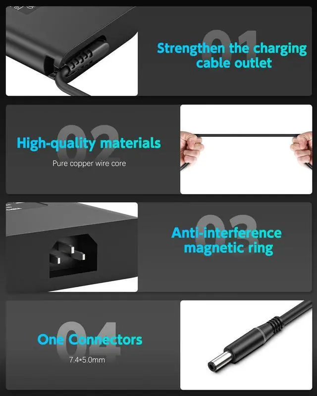 Alt view image 4 of 5 - 240W 180W Laptop Charger for Dell G3 G5 G7 G15 G16 Series Gaming Laptop, Alienware M15 M17 X15 X16 X17 R3 R4 R5 R67 R7,Inspiron 5510 5520 5521 5525 5535 5500 5511 AC Adapter Power Supply Cord