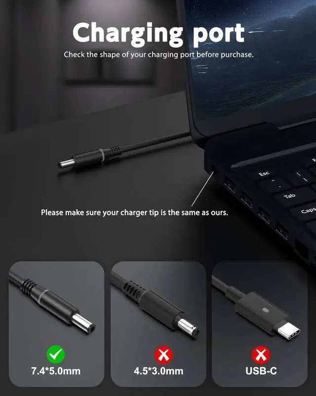 Alt view image 3 of 5 - 240W 180W Laptop Charger for Dell G3 G5 G7 G15 G16 Series Gaming Laptop, Alienware M15 M17 X15 X16 X17 R3 R4 R5 R67 R7,Inspiron 5510 5520 5521 5525 5535 5500 5511 AC Adapter Power Supply Cord