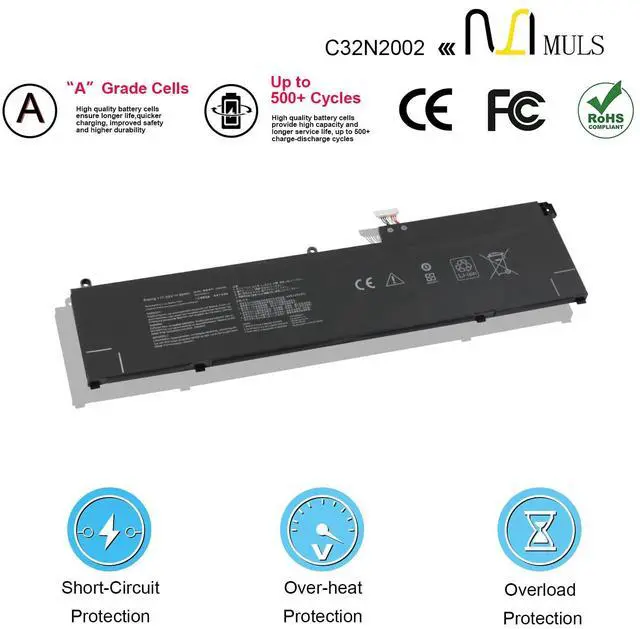 Alt view image 4 of 5 - MULS 96Wh C32N2002 Laptop Battery for ASUS ZenBook Pro 15 OLED UM535 UM535QA UX535 UX535LI UX564PH Flip 15 UX535LI UX564EH UX564EI UX564PH UM535QA-KY901T 0B200-03770000 8380mAh 11.55V 6 Cell