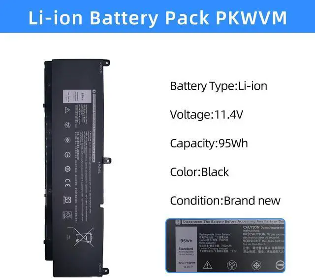 Alt view image 2 of 5 - NBULBL PKWVM Laptop Battery Replacement for Dell Precision 7550 7750 7560 7760 Series C903V 0CR72X CR72X 068N03 0447VR 11.4V 95Wh