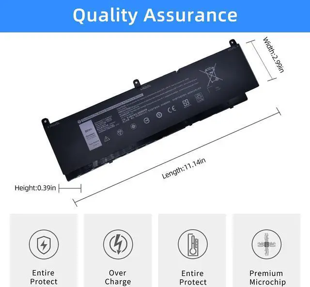 Alt view image 4 of 5 - NBULBL PKWVM Laptop Battery Replacement for Dell Precision 7550 7750 7560 7760 Series C903V 0CR72X CR72X 068N03 0447VR 11.4V 95Wh