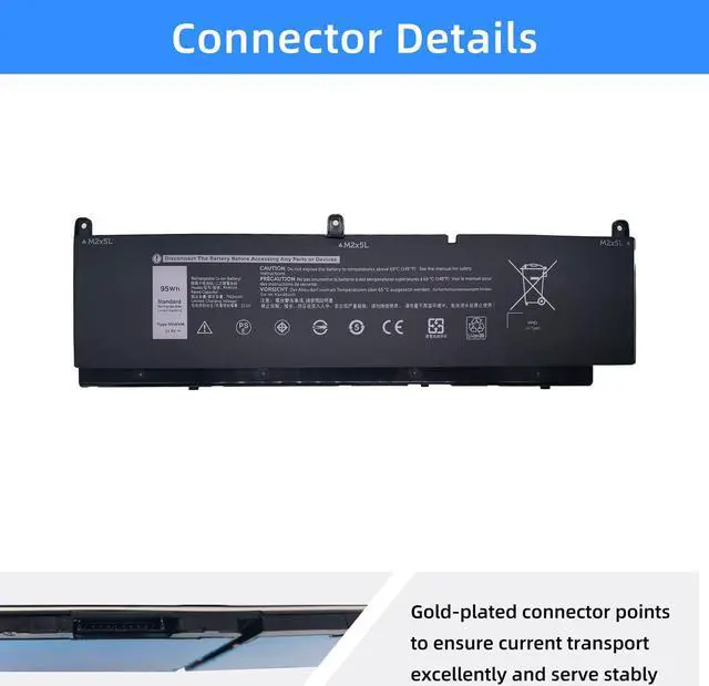 Alt view image 3 of 5 - NBULBL PKWVM Laptop Battery Replacement for Dell Precision 7550 7750 7560 7760 Series C903V 0CR72X CR72X 068N03 0447VR 11.4V 95Wh