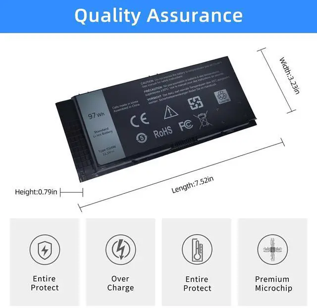 Alt view image 4 of 5 - FJJ4W Laptop Battery Replacement for Dell Precision M4600 M4700 M4800 M6600 M6700 M6800 Series Notebook FV993 R7PND V7M28 H1MNH N71FM