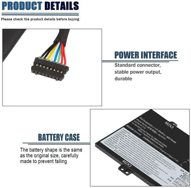 Alt view image 3 of 5 - L18C4PF3 Laptop Battery for Lenovo ideapad C340-14API C340-14IML C340-14IWL S540-14API S540-14IML S540-14IWL Flex-14IML Flex-14IWL Flex-14API L18M4PF3 L18M4PF4 L18C4PF4 81SS000DUS 81SS0005US