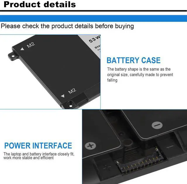 Alt view image 3 of 5 - 53Wh H5CKD Battery for Dell Vostro 5300 5301 5401 5501 5402 Latitude 3410 3510 Inspiron 5300 5401 5408 5409 5501 5508 5400 5406 5509 7405 7300 7500 2-in-1 Silver Edition 7T8CD TXD03 0H5CKD JK6Y6