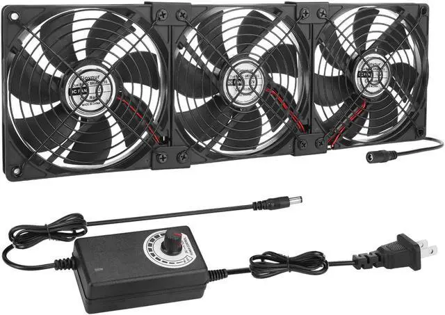 Main image of Eiovnur Big Airflow 3 x 120mm 14'' Computer Fan with AC Plug, AC 110V to 240V Variable Speed Fan, for Small DIY Project Cabinet Chassis Machine Server Workstation Greenhouse Garage Cooling