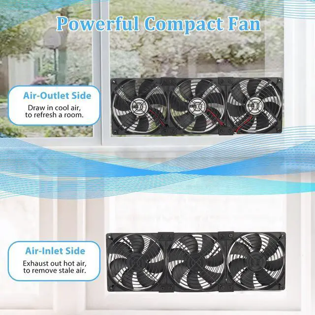 Alt view image 3 of 5 - Eiovnur Big Airflow 3 x 120mm 14'' Computer Fan with AC Plug, AC 110V to 240V Variable Speed Fan, for Small DIY Project Cabinet Chassis Machine Server Workstation Greenhouse Garage Cooling