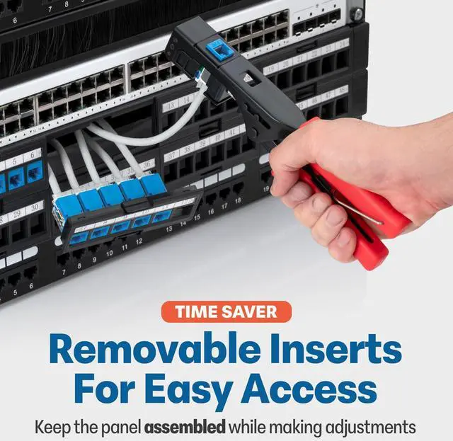 Alt view image 3 of 5 - Everest Media Solutions Bundle  2 Items: 48-Port Keystone Patch Panel + 12 Pack of RJ45 CAT6 Keystone Couplers - Red