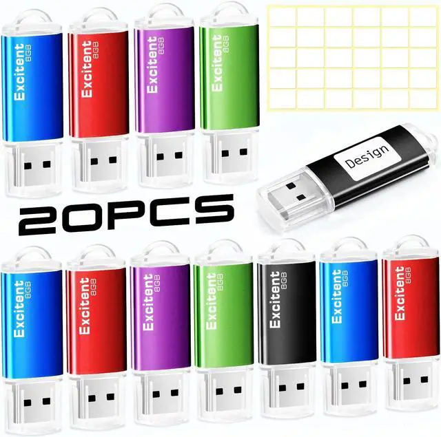 Main image of USB 2.0 Flash Drive 8GB-20Pcs, High-Speed Photo USB Stick Memory External Data Storage Thumb Drive Compatible for PC and More Devices,Easy to Carry30pcs Stickers