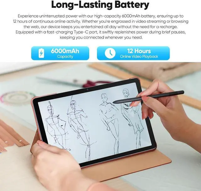 Alt view image 5 of 5 - FancyFish 10.1 inch Android 12 Tablet, Octa-Core CPU, 12(6+6) GB RAM+128GB ROM+1TB Expandable Computer Tablets PC, 1920 * 1200 FHD IPS Screen, 5+13MP Dual Camera, GMS Certified Tablet Light-Blue