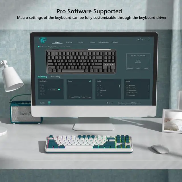 Alt view image 3 of 5 - FL ESPORTS 75% Keyboard, Wireless Gaming Keyboard, 3-Modes Creamy Mechanical Keyboard Hot-Swap, 87 Key RGB Keyboard with Pre-lubed Linear Switch for PC/Tablet/PS/Xbox (Green)