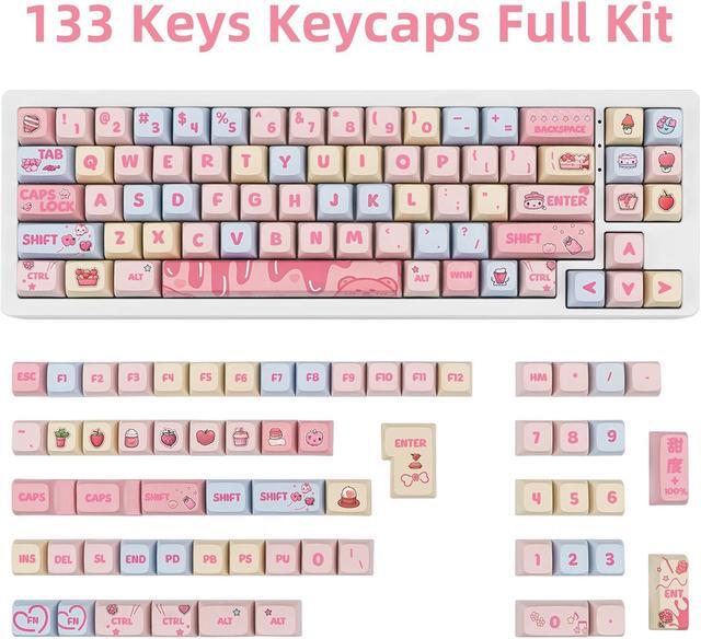 Alt view image 2 of 5 - GEKUCAP Custom Keycaps, 133 Keys Creamy Strawberry Cute Keycap, Dye Sublimation PBT Key Caps XDA Profile Keycaps Set for Cherry Gateron MX Swithes Mechanical Gaming Keyboards