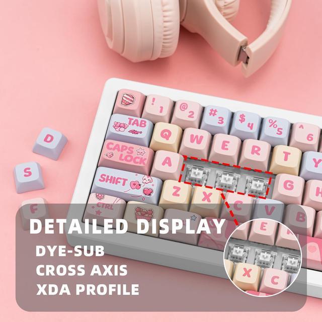 Alt view image 3 of 5 - GEKUCAP Custom Keycaps, 133 Keys Creamy Strawberry Cute Keycap, Dye Sublimation PBT Key Caps XDA Profile Keycaps Set for Cherry Gateron MX Swithes Mechanical Gaming Keyboards