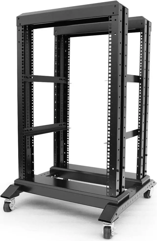 Main image of 15U Server Rack/4-Post 19in Network Rack/Open Frame Rack with Wheels, Heavy-Duty Frame Cabinet/Adjustable Depth 15.75-13.75in GLOBALRACK(4POST-600-15U)