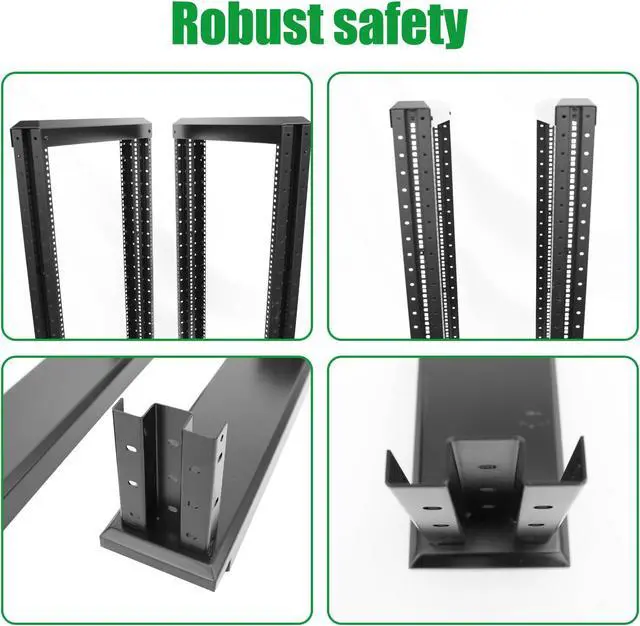 Alt view image 5 of 5 - 15U Server Rack/4-Post 19in Network Rack/Open Frame Rack with Wheels, Heavy-Duty Frame Cabinet/Adjustable Depth 15.75-13.75in GLOBALRACK(4POST-600-15U)