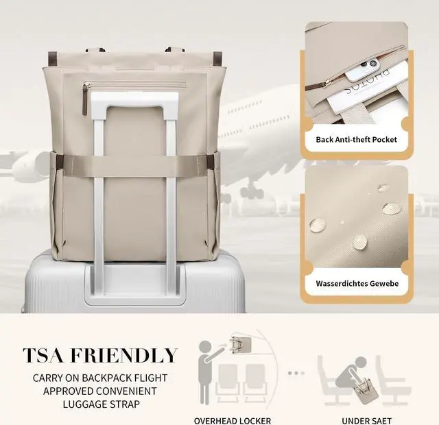 Alt view image 4 of 5 - GOLF SUPAGS Convertible Laptop Backpack for Women Casual Daypack Notebook Tote Bag for Work College Travel Leisure (Apricot)